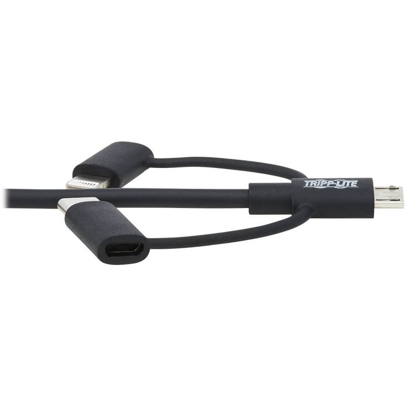 Tripp Lite USB-A to Lightning, USB Micro-B and USB-C Sync/Charge Cable, Black, 6 ft.