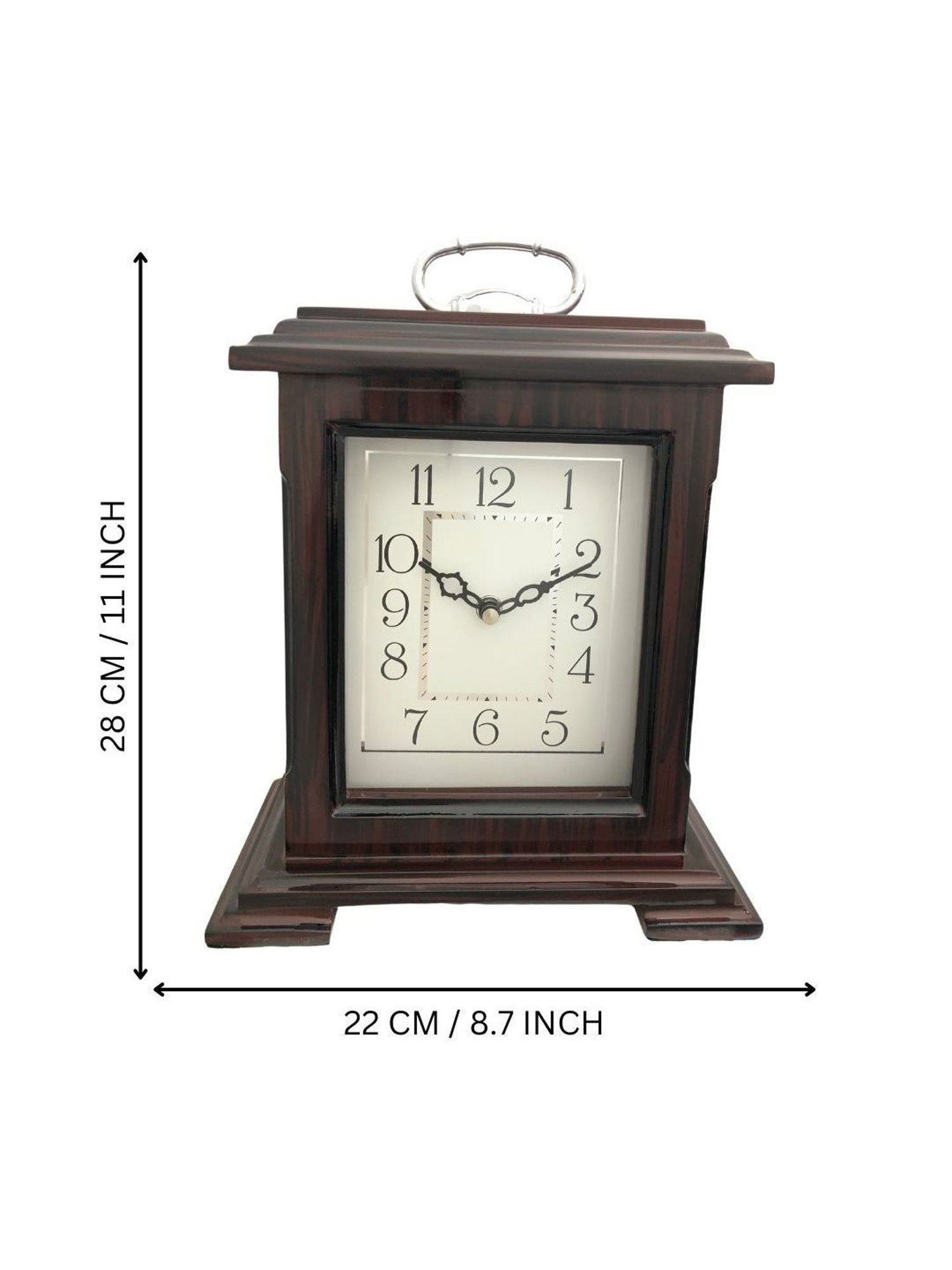 CHRONIKLE Rectangular Rosewood Brown Wood Table or Desk Clock