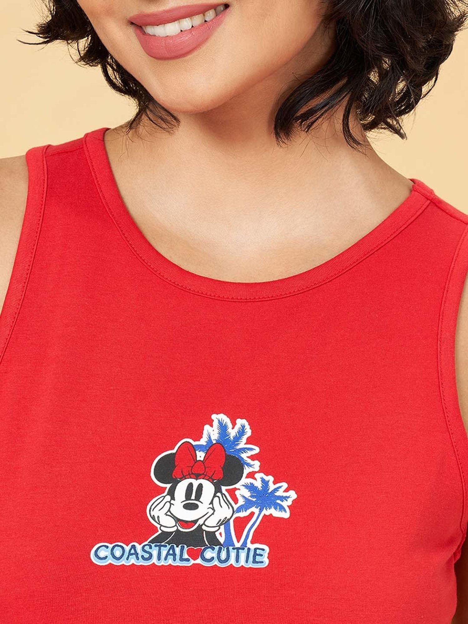 Honey by Pantaloons Red Printed Cropped T-Shirt