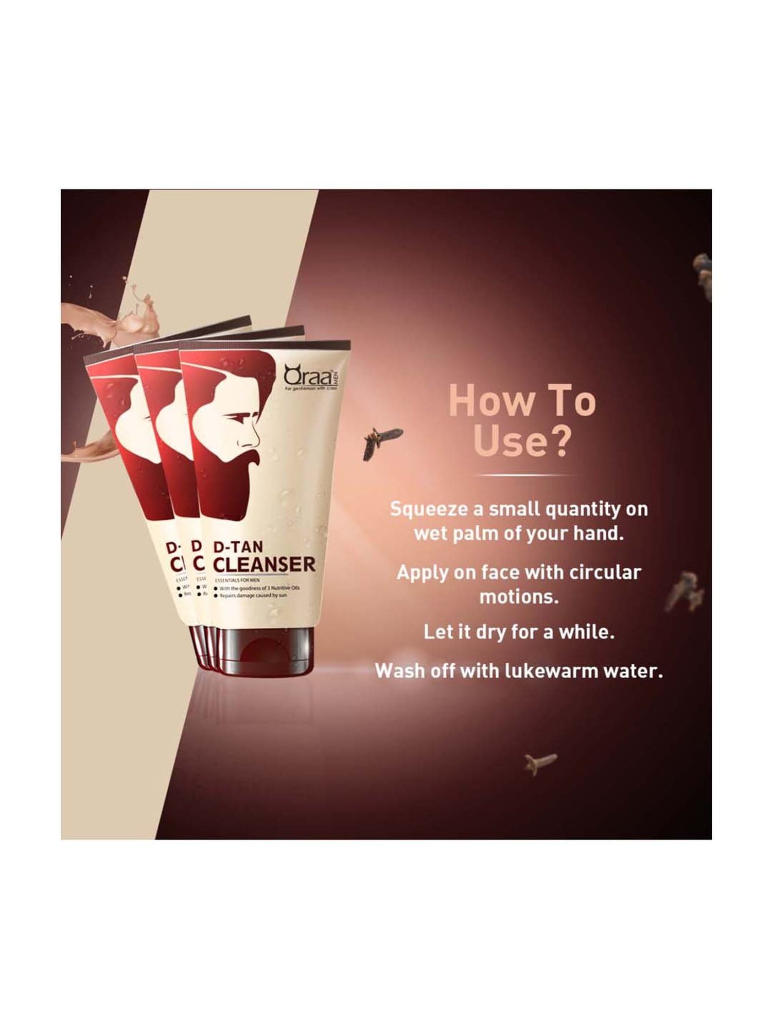 Qraa Men De-Tan Cleanser - 100 gm