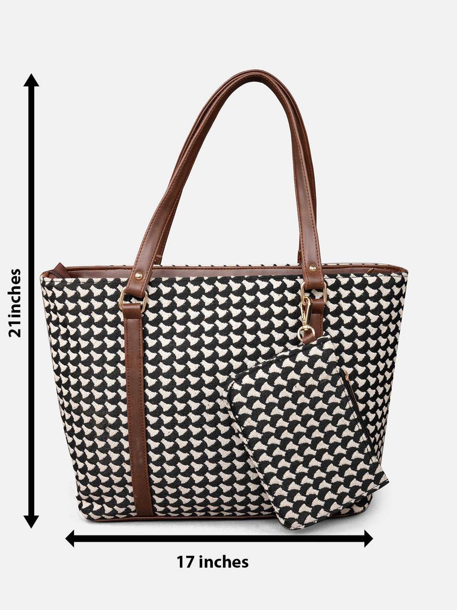 Gaurapakhi Black & White Printed Large Tote Bag