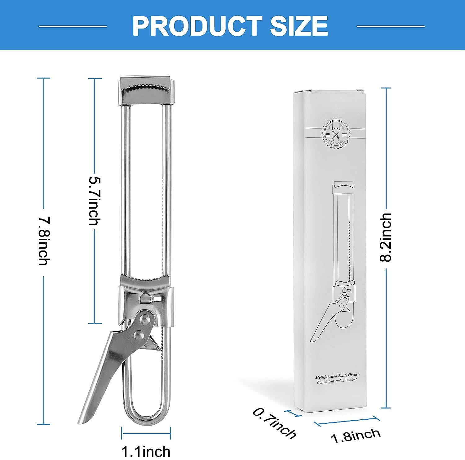 2 Pack Of Jar Opener, Master Opener Adjustable Jar & Bottle Opener,Multifunctional Stainless Steel Professional Manual Bottle Opener, Manual Jar Lid Gripper Kitchen Accessories (white)