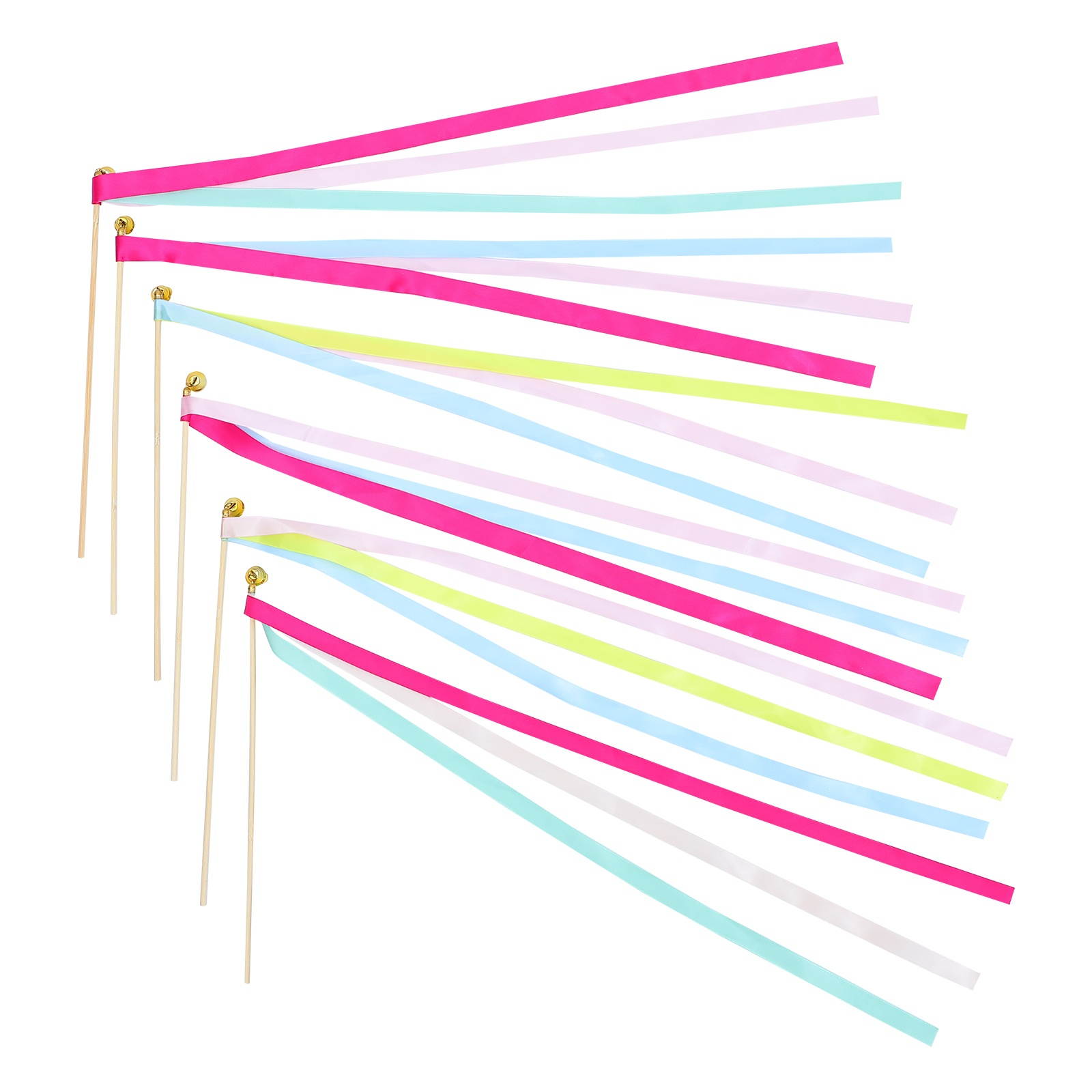 6pcs Practical Durable Pretty Ribbon Sticks Colorful Ribbons for Performance Wedding Decor