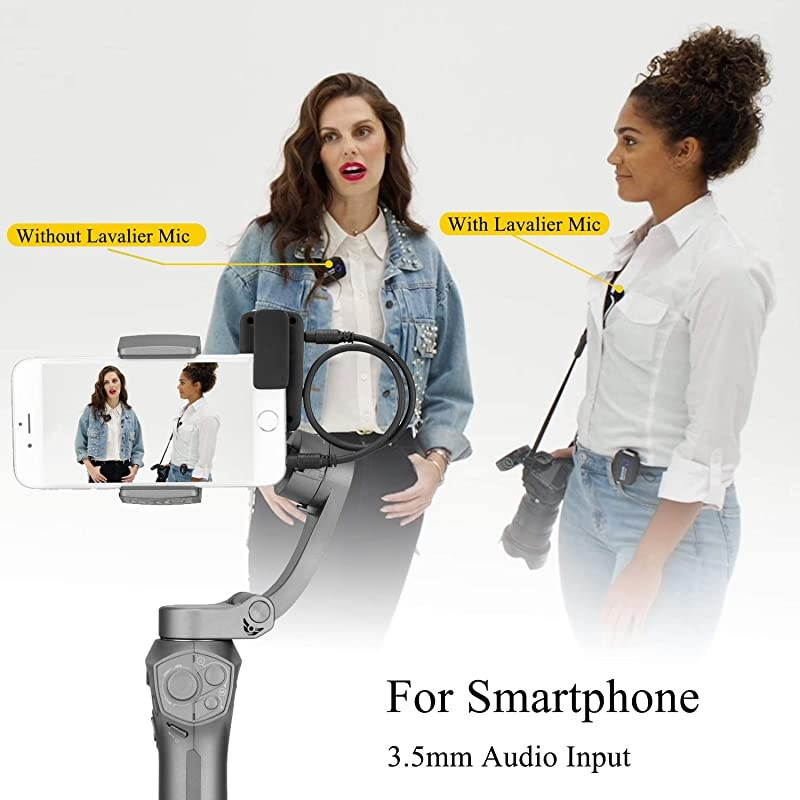 2.4GHz Wireless Microphone System Two Transmitters for Camera Smartphone,  Ultracompact Dual-channel Mic for DSLR, Mirrorless, Video Cameras, Mobile Devices Youtube Facebook Live (TRS & TRRS)