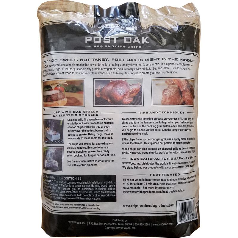Western BBQ Products Post Oak Barbecue Cooking Chips, 180 Cubic Inches (2 Pack)