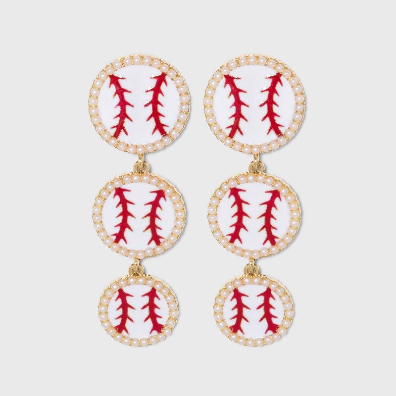 SUGARFIX by BaubleBar Baseball Drop Earrings - White