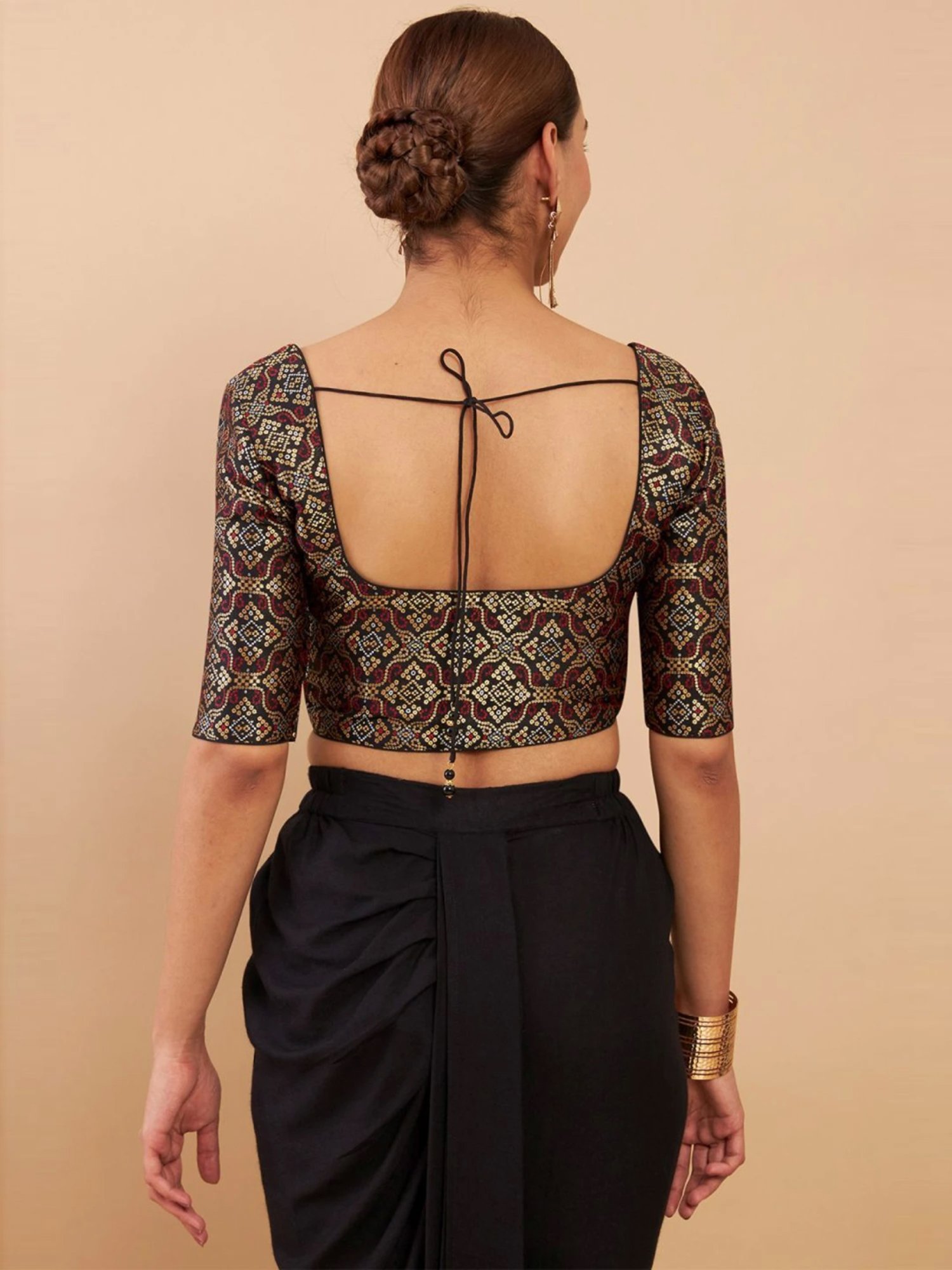 Soch Black Woven Pattern Readymade Blouse