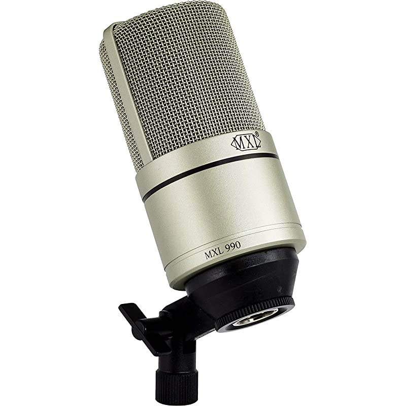 MXL 990 Cardioid Condenser Microphone for Podcasts, Recording Vocals and Acoustic Guitars (Champagne) Bundle with  Boom Arm Plus Pop Filter, and 10-FT Balanced XLR Cable