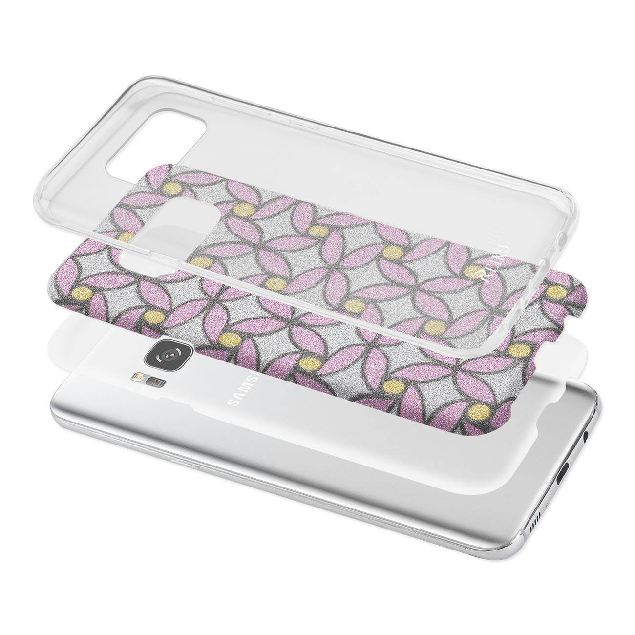 REIKO SAMSUNG GALAXY S8 EDGE/ S8 PLUS SHINE GLITTER SHIMMER FLOWER HYBRID CASE IN FLOWER PINK