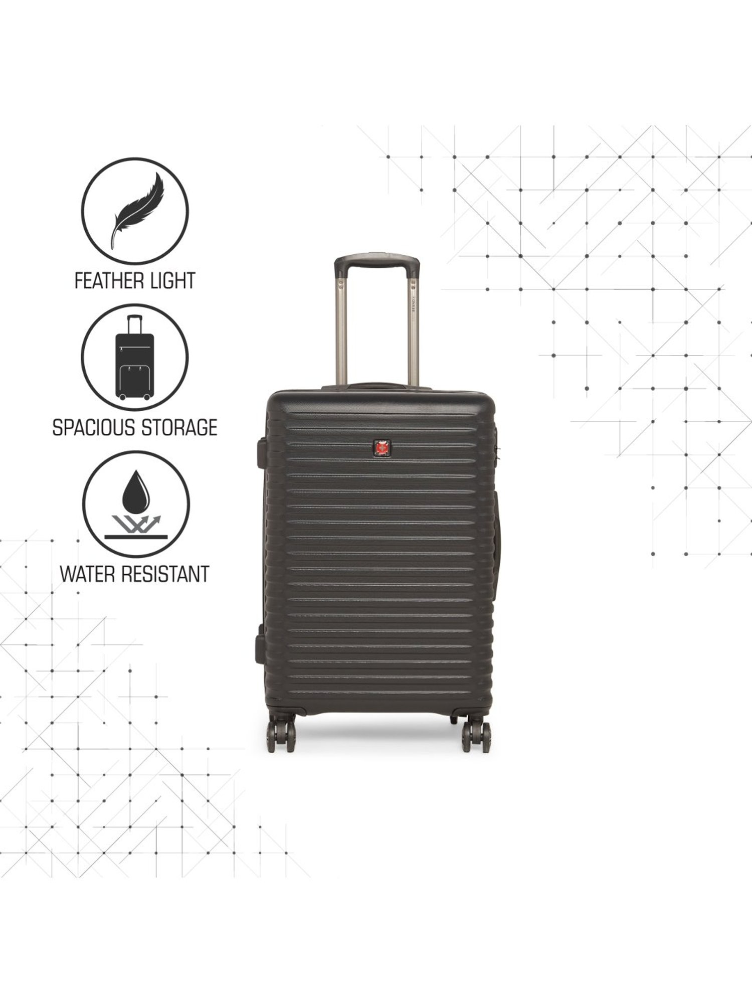 Swiss Brand Dublin Black Medium Hard Trolley Bag - 24 cm