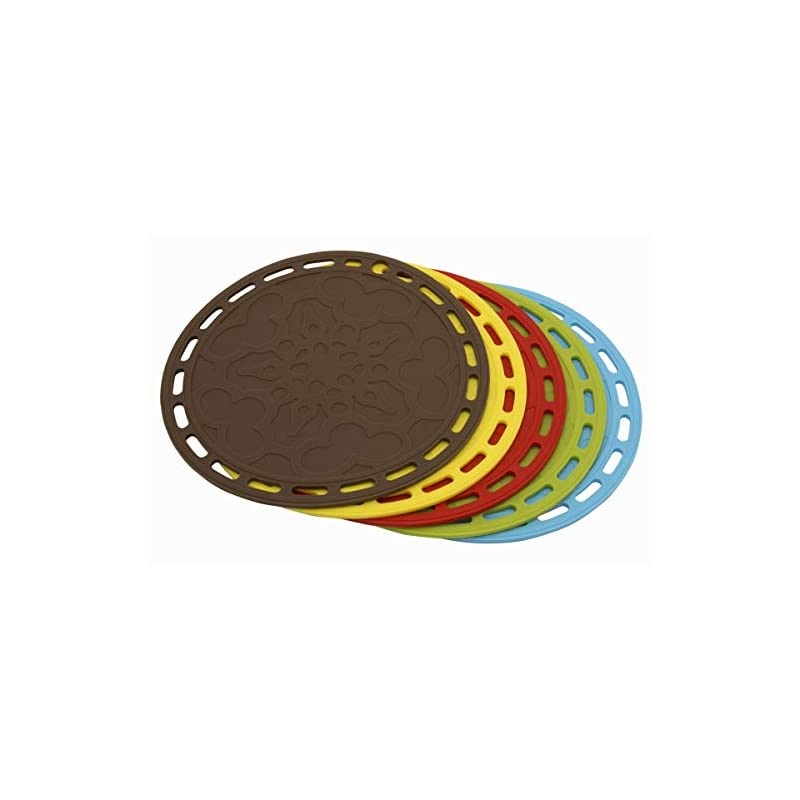 Plus Big Round Silicone PotHolder Hot Pads and Trivets for Hot Dishes and Hot Pots Holder, Hot Mats for Countertops, Tables, Spoon Rest Small Place Mats Set of 3 Color Green