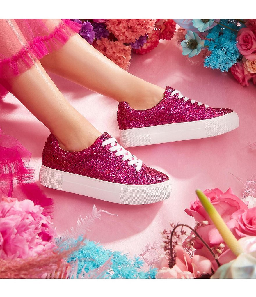 Blue by Betsey Johnson Sidny Rhinestone Embellished Platform Lace-Up Sneakers