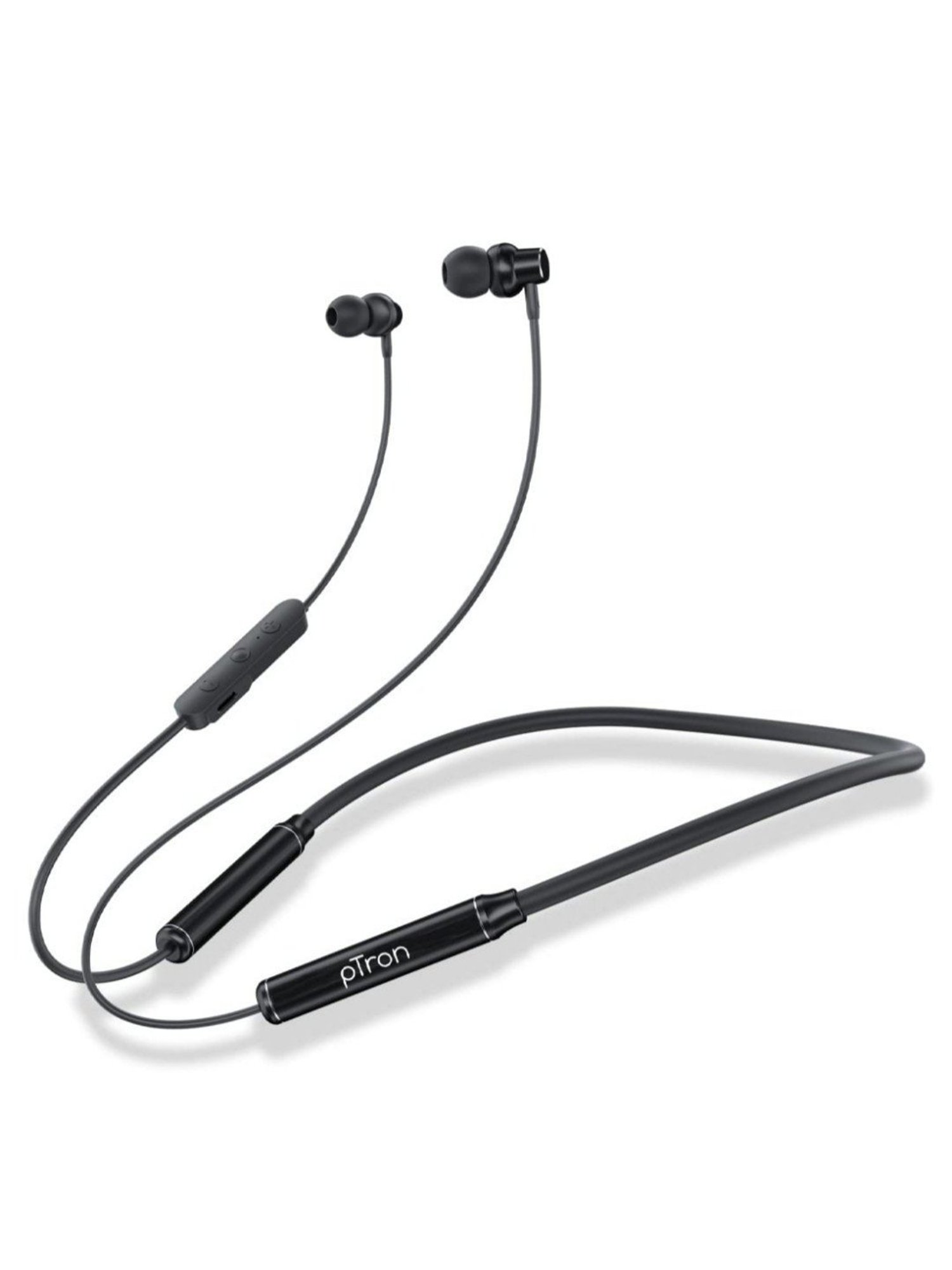 PTron Tangent Urban with 60 Hours Playtime, Wireless Bluetooth 5.3 Neckband, Type-C Charging (Black)