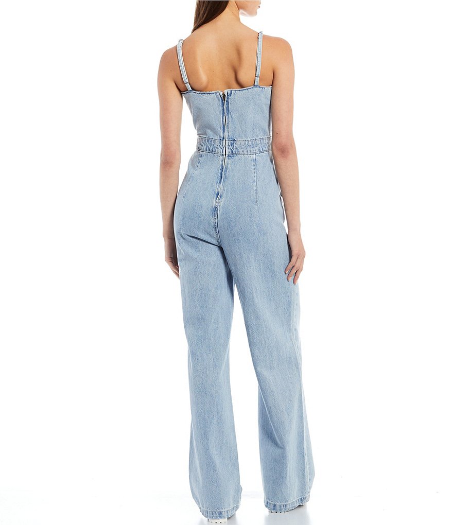 Coco + Jaimeson Strapless Elastic-Waist Laser-Cut Embroidered Knit Jumpsuit