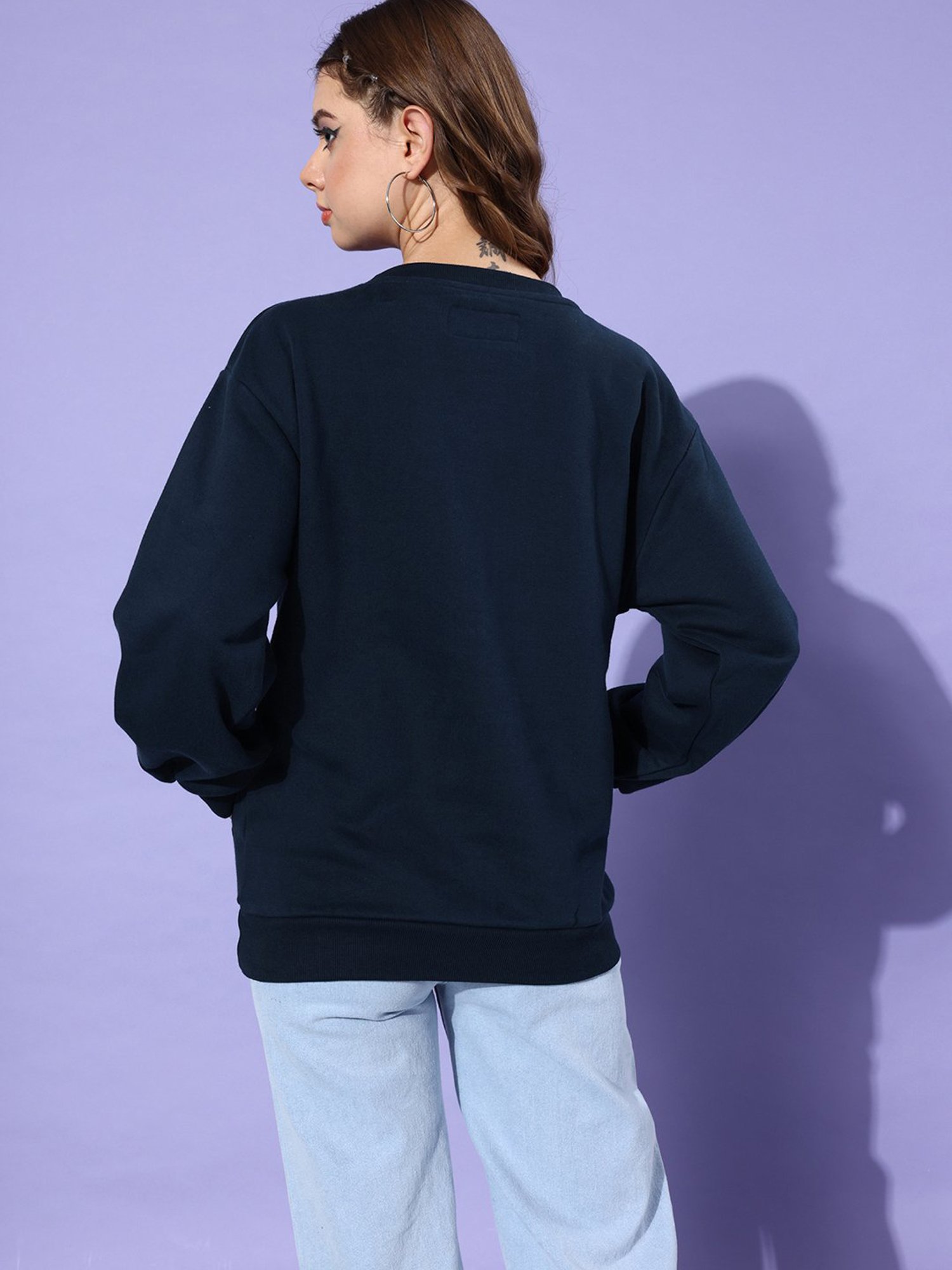 Dillinger Navy Fleece Graphic Print Oversized Sweatshirt