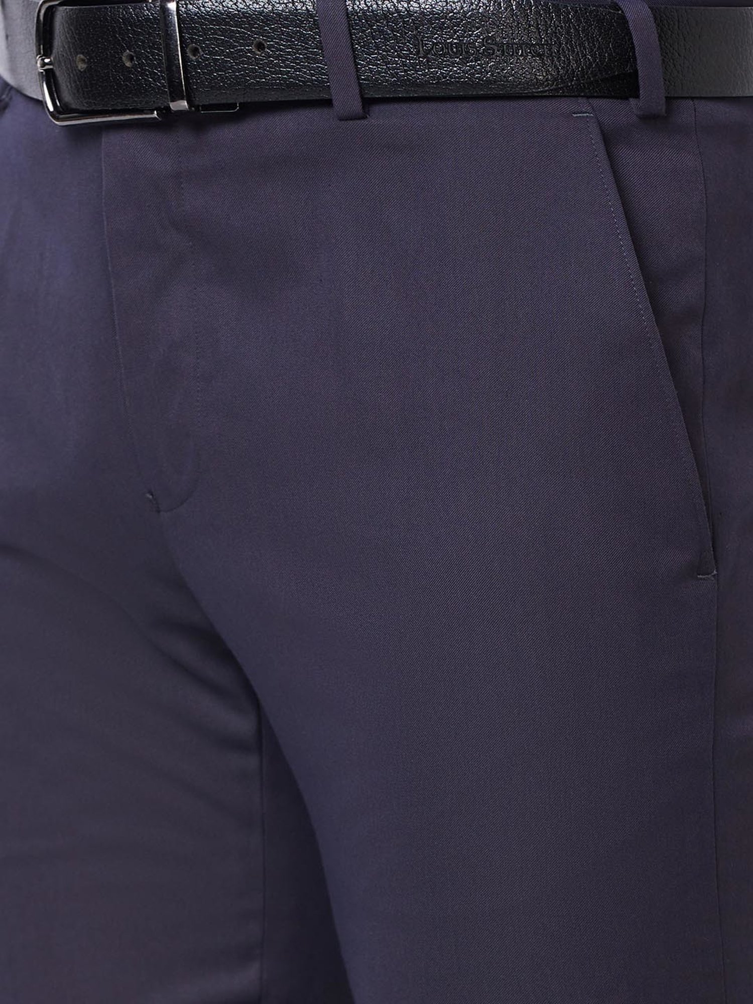 Raymond Blue Slim Fit Flat Front Trousers