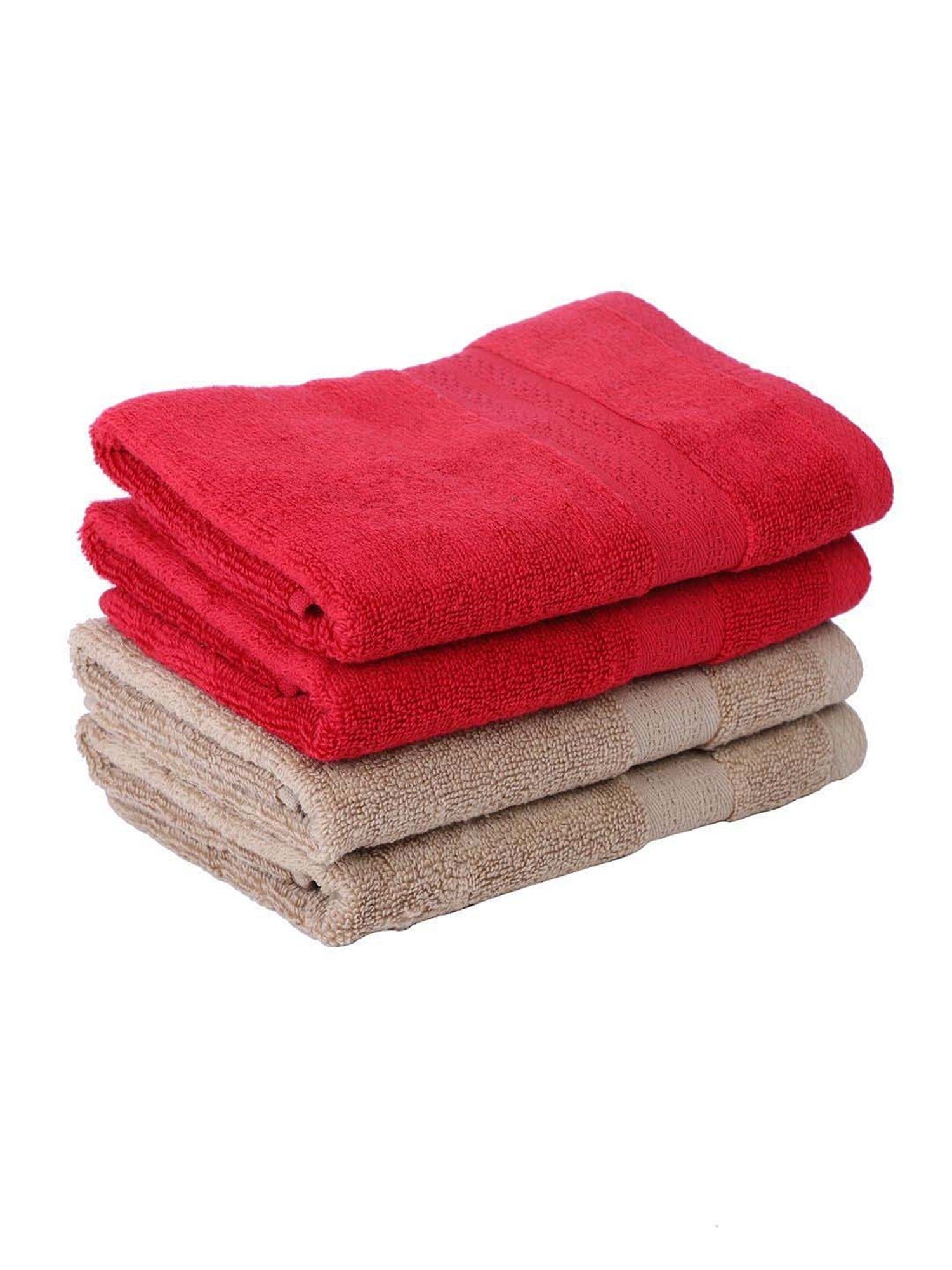 BIANCA Zero-Twist 100% Cotton Ultra-Fluffy Towels -4pc Hand Towel (paradiso) solid-burgundy/wheat