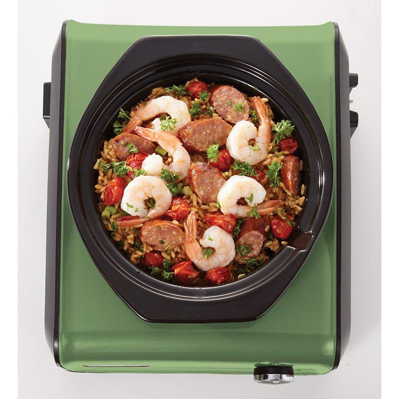 Crock-Pot Compact Hook Up Connectable Unit 2-Quart Crock Pot 3 Cooking Settings Entertainment System, Green