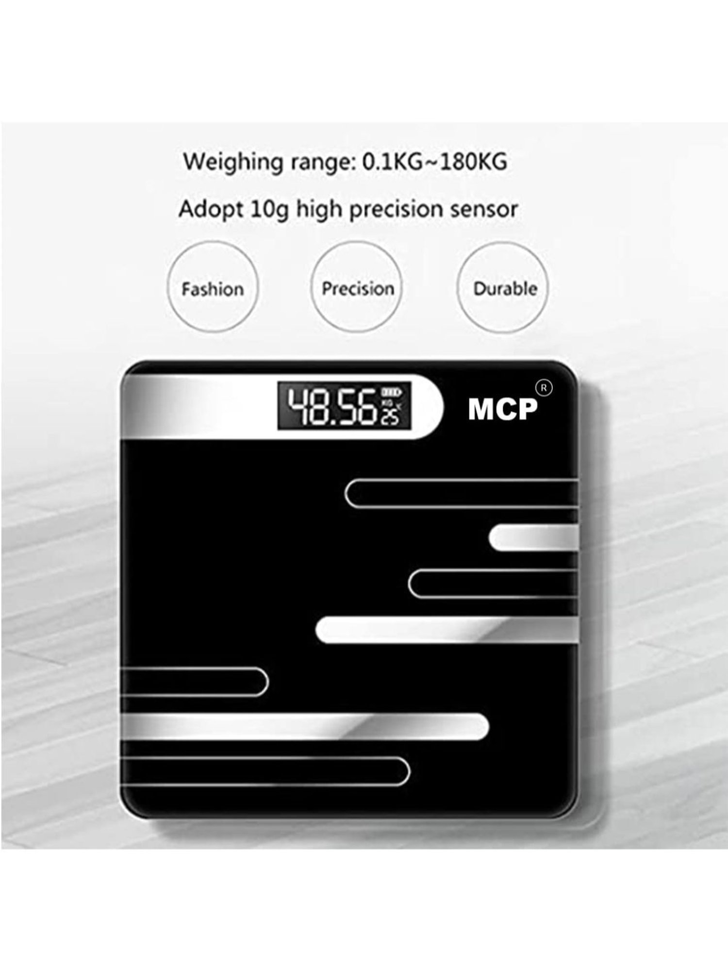 MCP Personal Digital Weighing Scale with Step On Technology (Black)