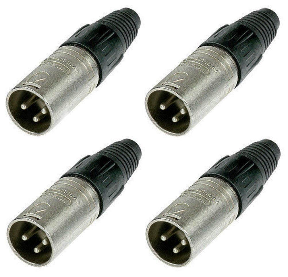 (4 Pack) New Neutrik NC3MX 3 Pin Male XLR Mic Connector. Nickel Silver Contacts