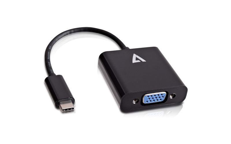 V7 USB-C male to VGA female Adapter Black - 3.94" USB/VGA Video Cable for Monitor, MacBook - First End: 1 x Type C Male USB