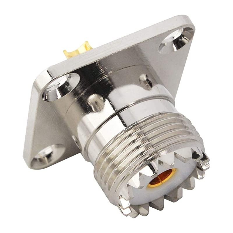 UHF Female SO239 4Hole Panel Chassis Mount Flange Panel Mount Adapter Solder Cup RF Coaxial Coax Connector Adapter for PL259 Male Plug Pack of 2