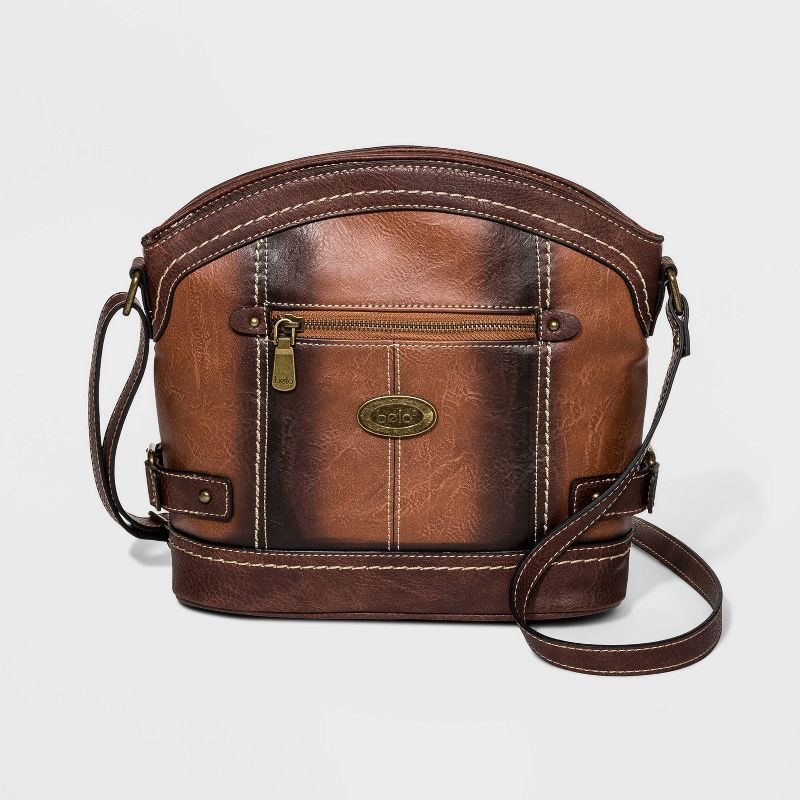 Bolo Zip Closure Dome Crossbody Bag - Brown