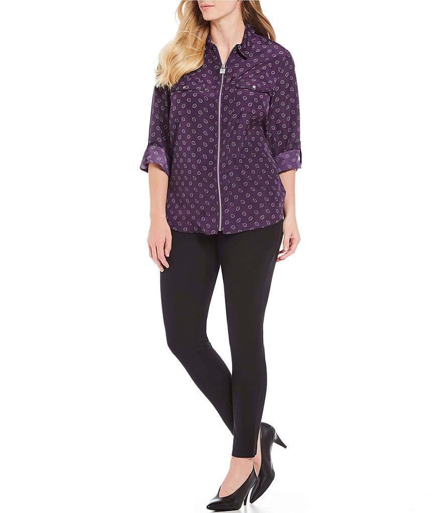 Intro Plus Size Solid Double Knit Tummy Control Leggings