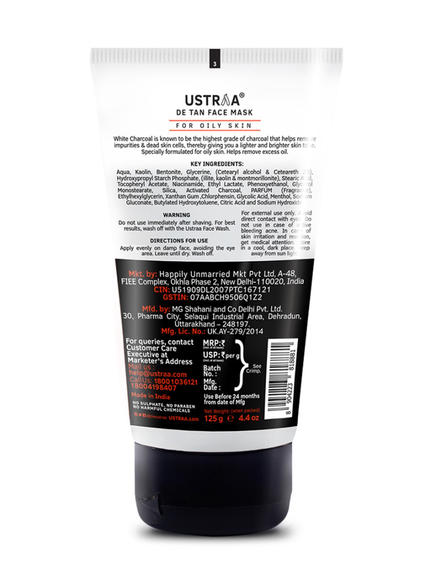 Ustraa Face Wash Oily Skin, Face Mask Oily Skin & DeTan Scrub