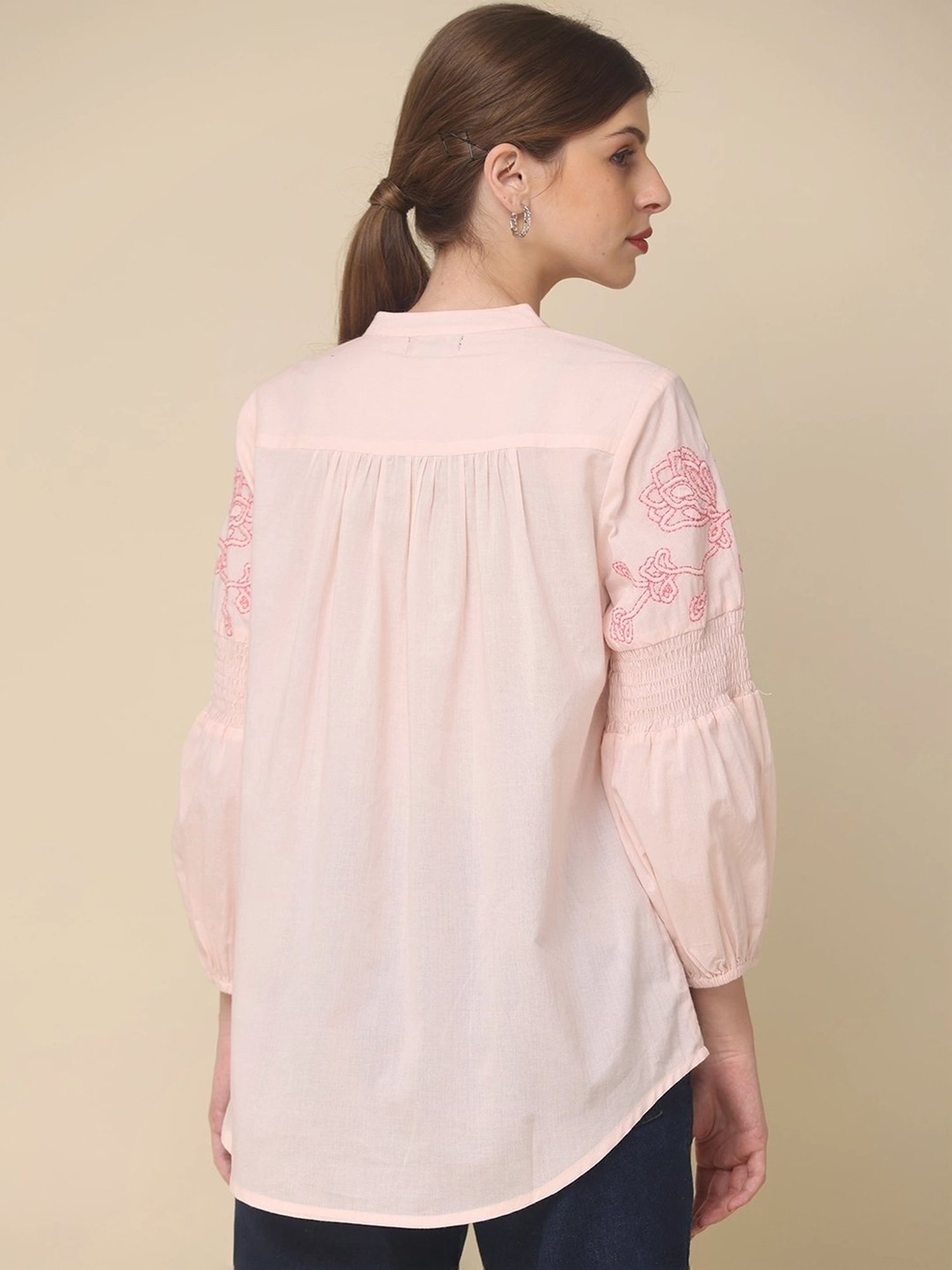 Zolo Label Pink Cotton Embroidered Shirt