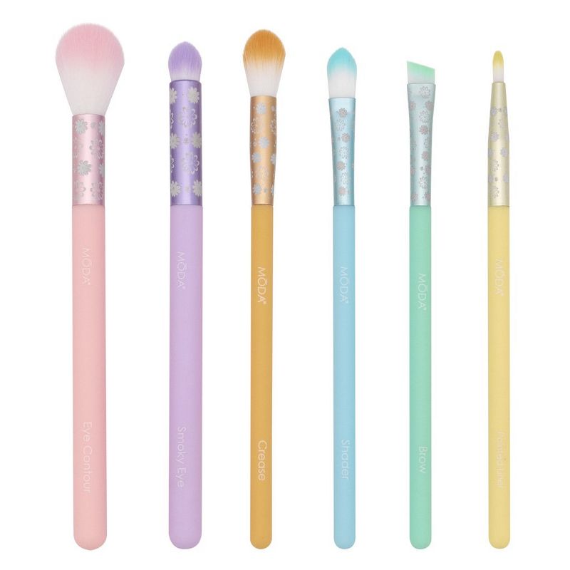 MODA Brush Posh Pastel 7pc Delicate Eye Flip Kit Makeup Brush Set with Case