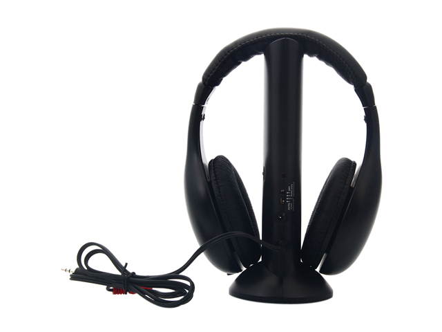 New 5 in 1 Wireless Headphone Black for MP3/MP4 PC TV CD FM Radio