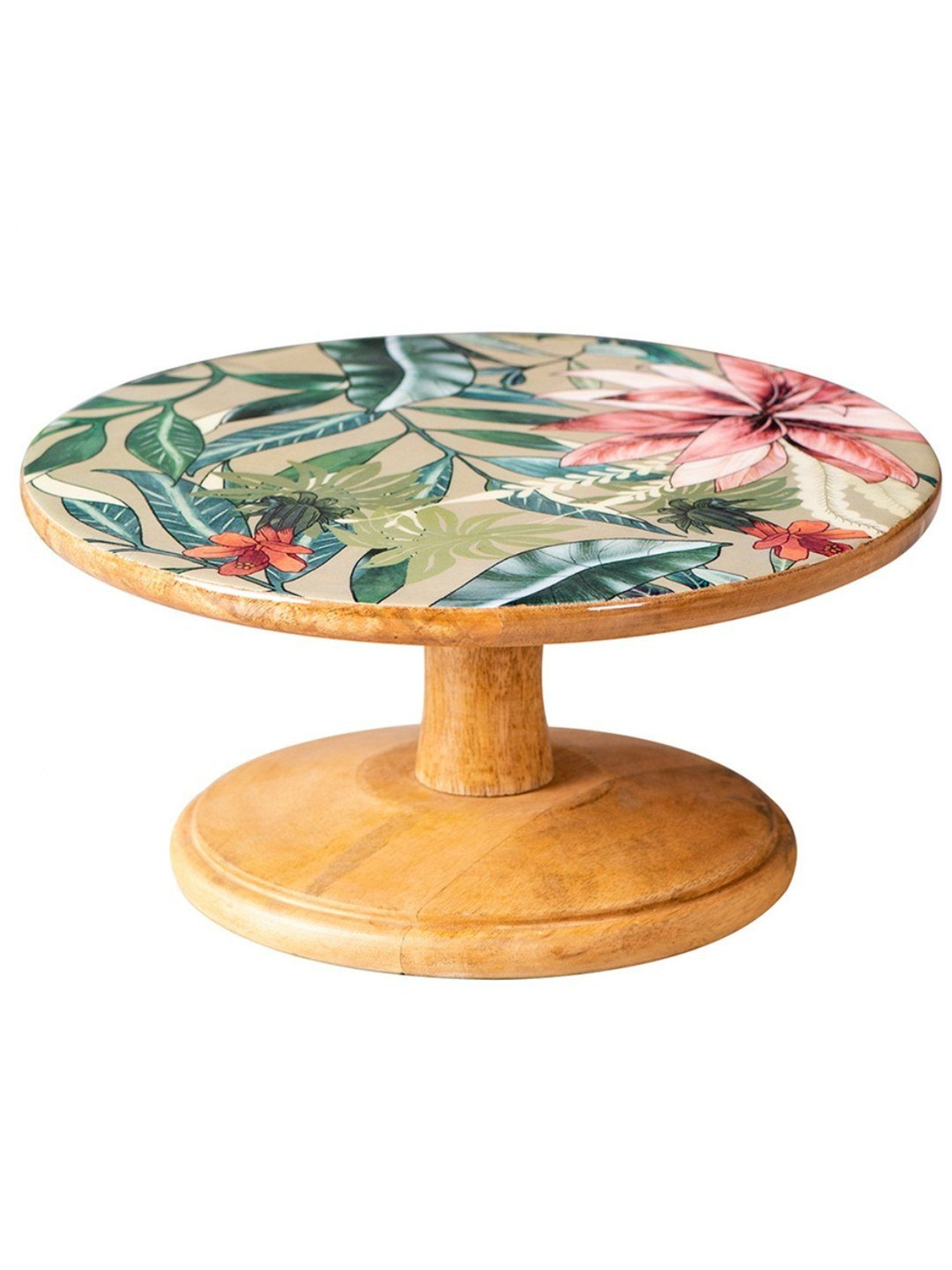 Nestroots Solid Green Mango Wood Cake Stand