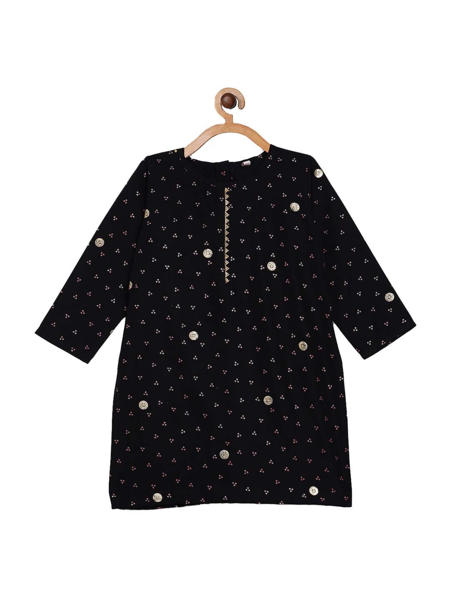 Ahalyaa Kids Black Printed Kurta & Dupatta With Pants