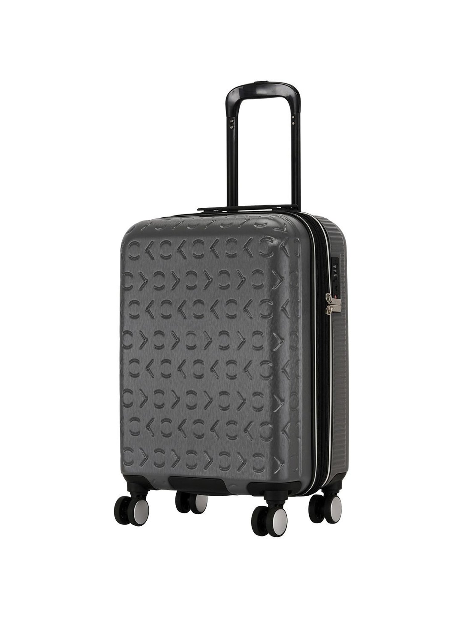 CALVIN KLEIN FLY CONTROL Grey 8 wheels Small Hard Cabin Trolley Bag