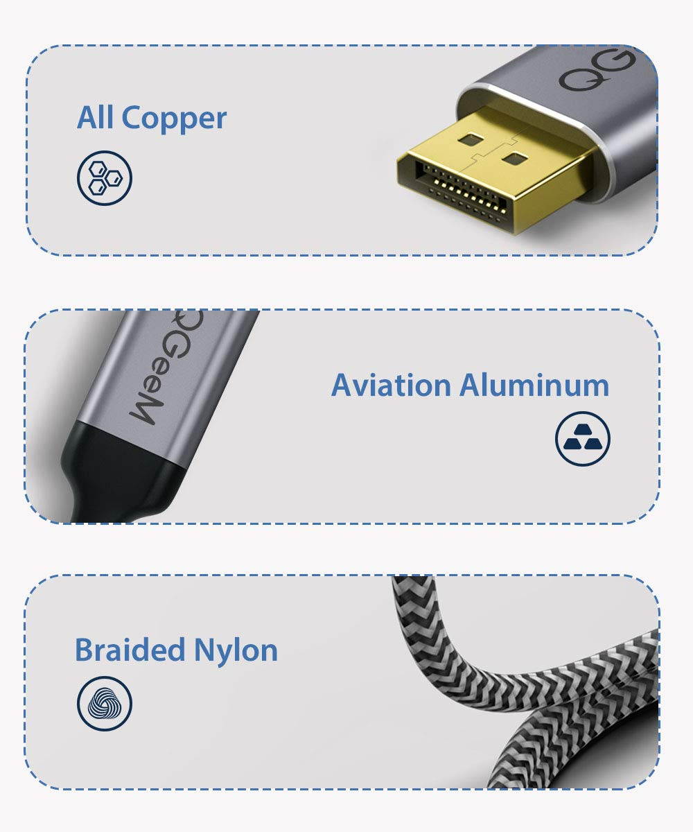 USB C to DisplayPort Cable for Home Office, QGeeM 6ft (4K@60HZ, 2K@165Hz) Thunderbolt 3 to Displayport Cable Compatible with MacBook Pro/Air, Ipad Pro 2020/2018, Surface Book 2, XPS 15/13
