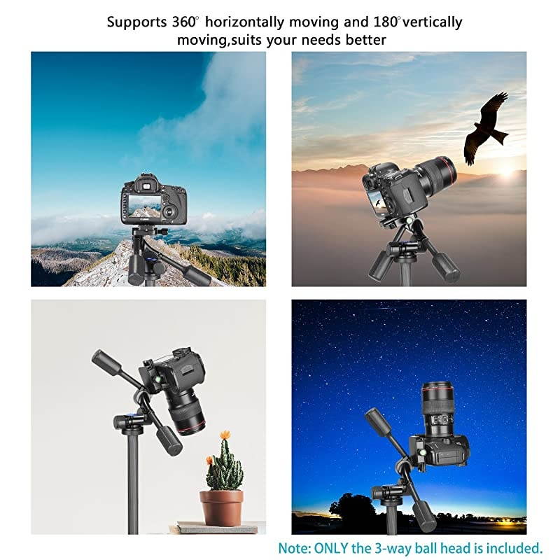Camera Video Tripod Head Handle Ball Head 360 Degree Rotation with 14 inch Quick Shoe Plate for Tripod Monopod Camera Slider Light Stand and DSLR Cameras Load Up to 22 pounds 3Way