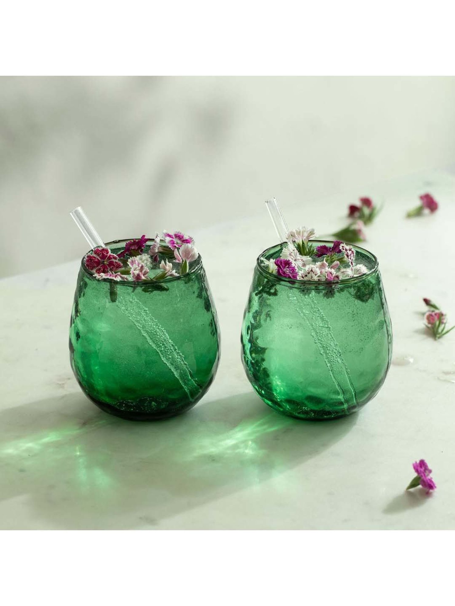 Melbify Roll Sip Transparent Cocktail Glass with straw 250ml - Set of 2