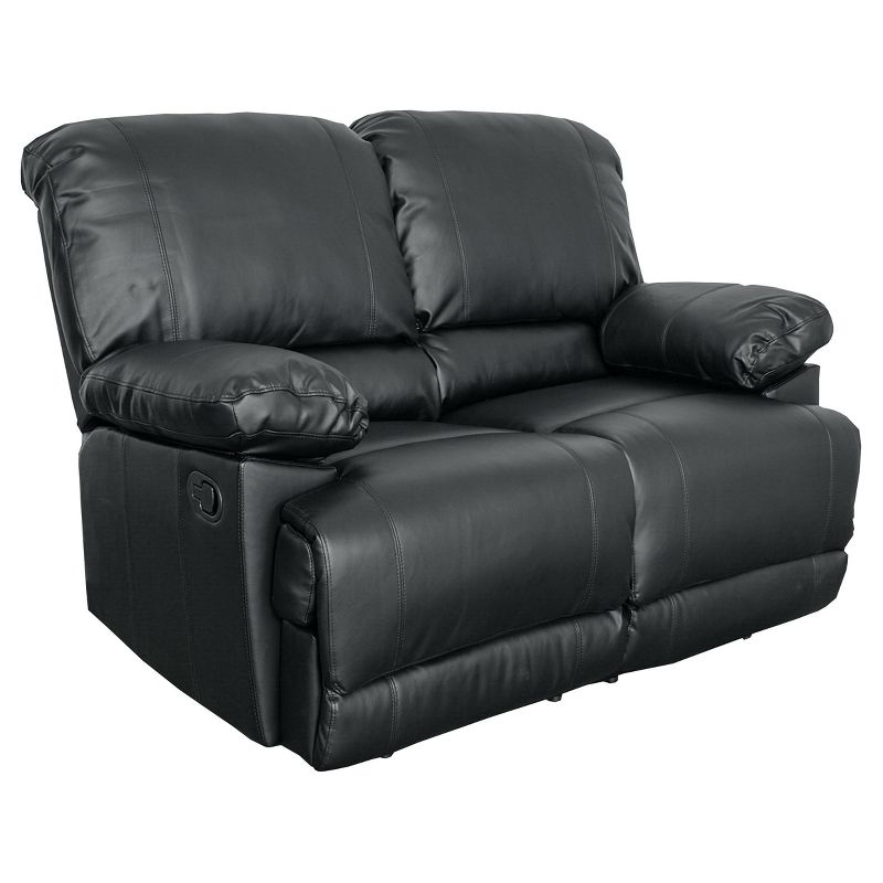 Lea Black Bonded Leather Reclining Loveseat - CorLiving