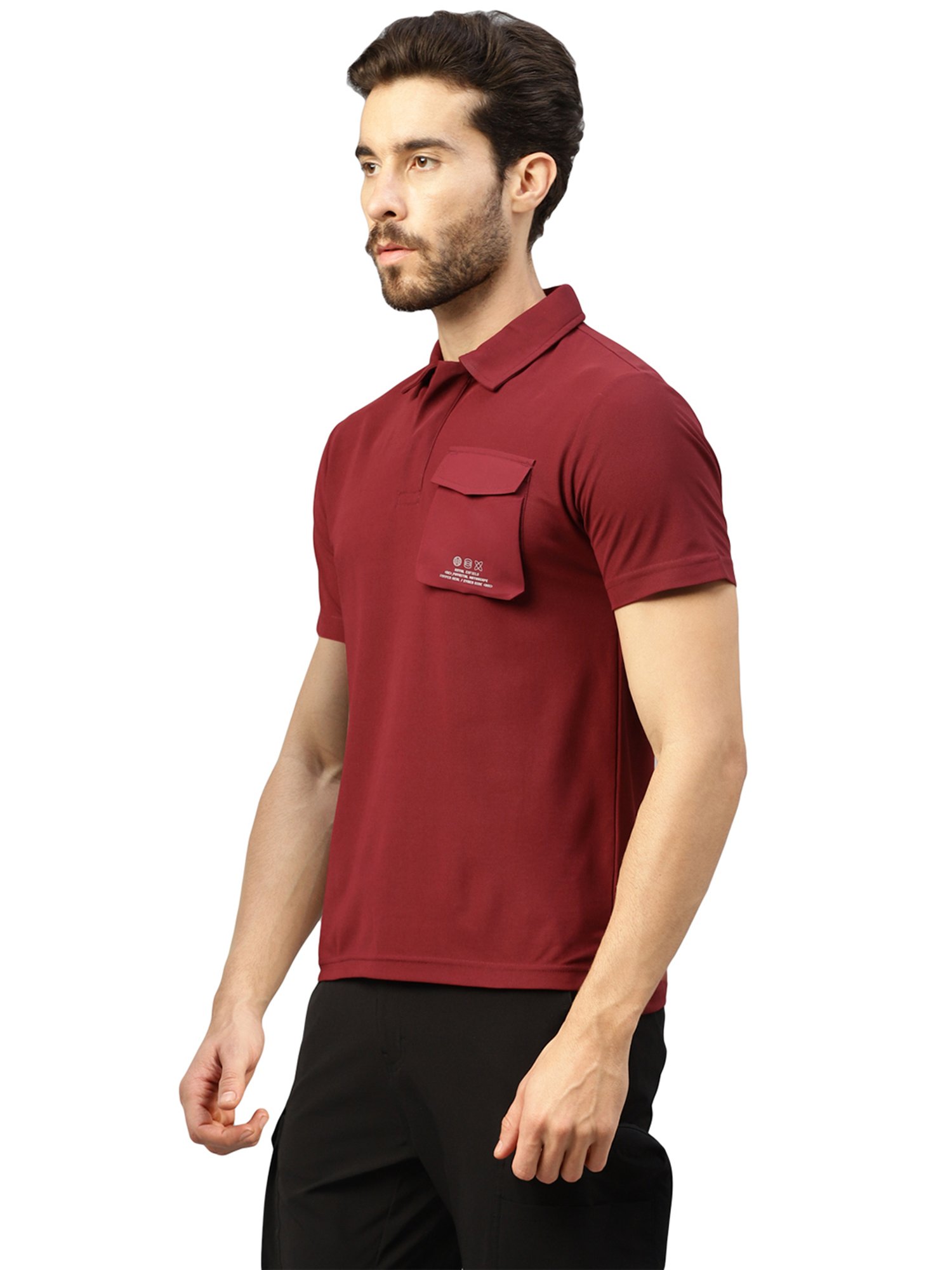 Royal Enfield HYBRID Maroon Regular Fit Polo T-Shirt
