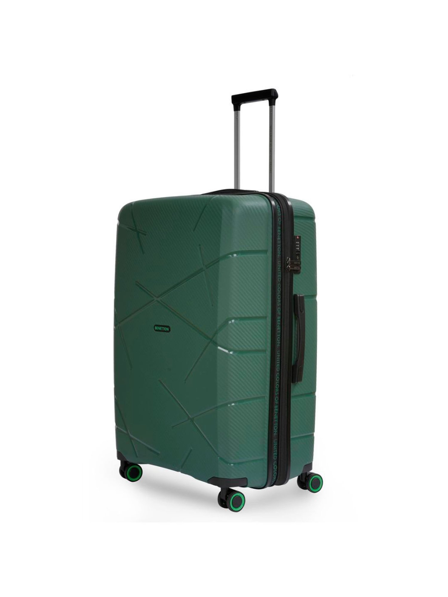 United Colors of Benetton Moonstone Green Textured Hard Medium Trolley Bag - 68 Cm