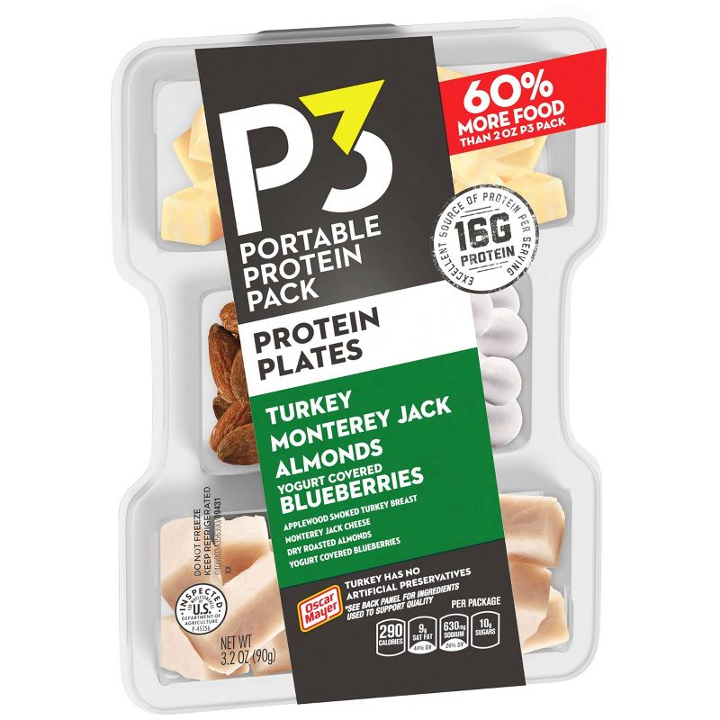 Oscar Mayer P3 Protein Plate with Turkey, Almonds, Monterey Jack, Blueberries - 3.2oz