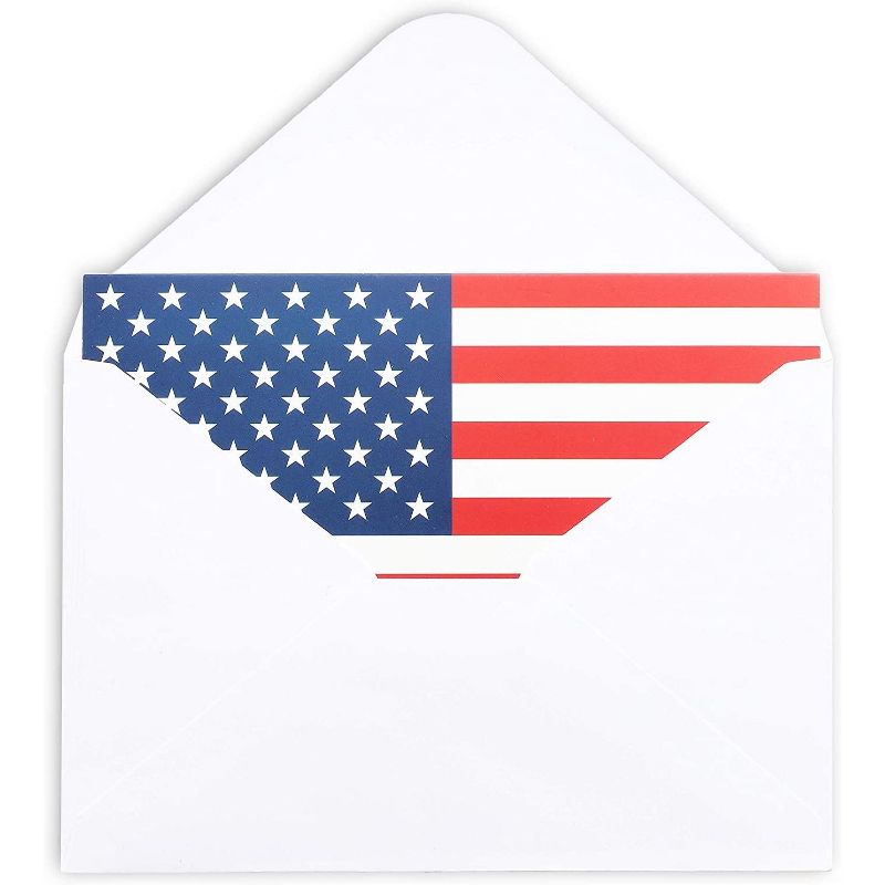 Pipilo Press 36 Pack American Flag Flat Invitation Cards Set with Envelopes for Patriotic Party, 4 x 6 in