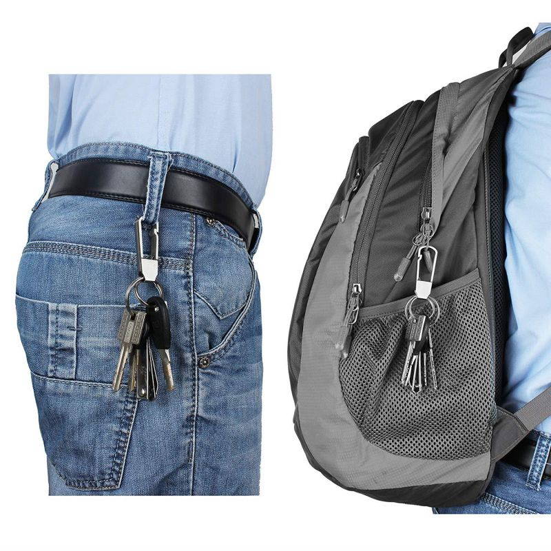 Keychain, Wisdompro 2 Pack Heavy Duty Keychain (One 8 Inch Pocket Keychain for Keys & Wallets and One Stainless Steel Key-Clips with Belt Hook)