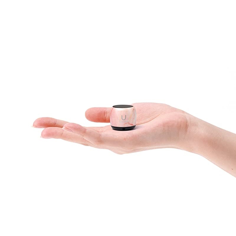 Speaker CoinSized Portable Wireless Bluetooth 42 Pink Marble TWS Stereo Sound with Builtin Mic and Remote Shutter 3Hour Playtime Aluminum Perfect for Apple iPhone iOS Android