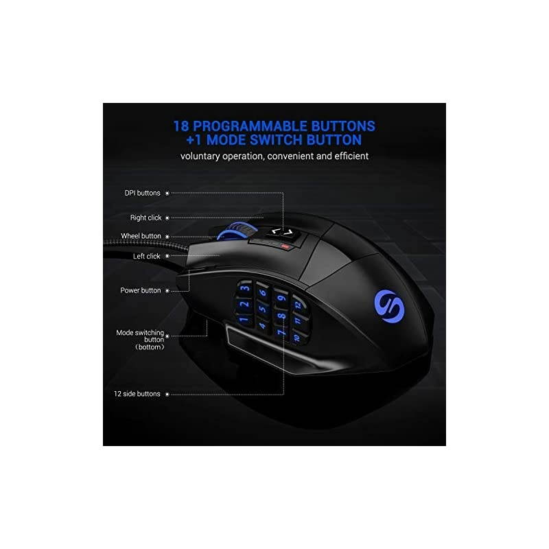 Venus Gaming Mouse RGB Wired 16400 DPI High Precision Laser Programmable MMO Computer Gaming Mice IGNs Recommendation