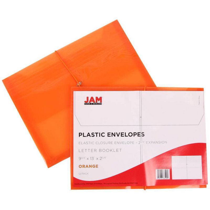 JAM Paper 8 5/8'' x 11 1/2'' 6pk Plastic 3 Hole Punch Binder Envelopes, Hook & Loop Closure, 1" Expansion - Multicolor
