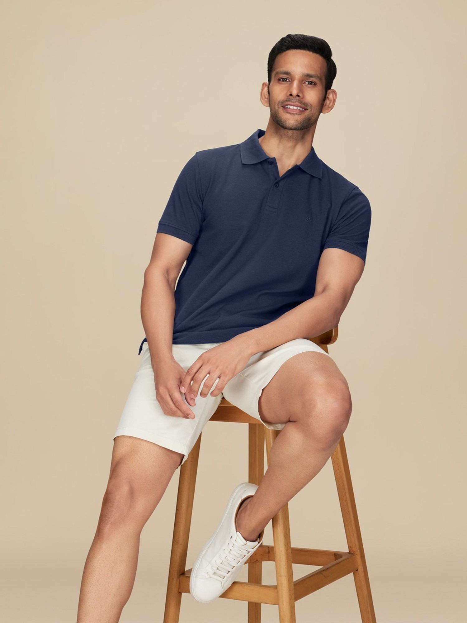 XYXX Midnight Blue Cotton Regular Fit Polo T-Shirts