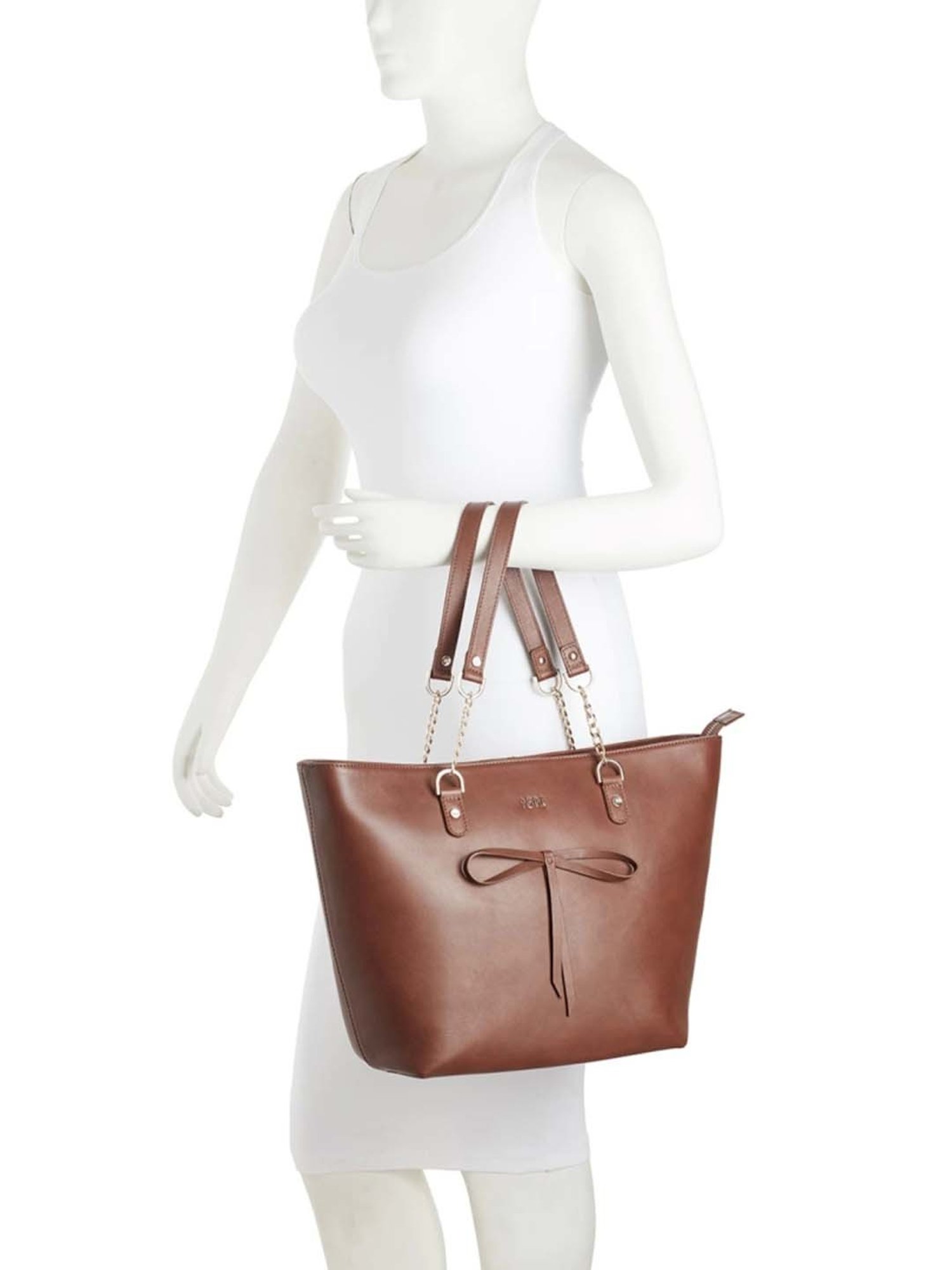 Tohl Tan Solid Medium Tote Handbag