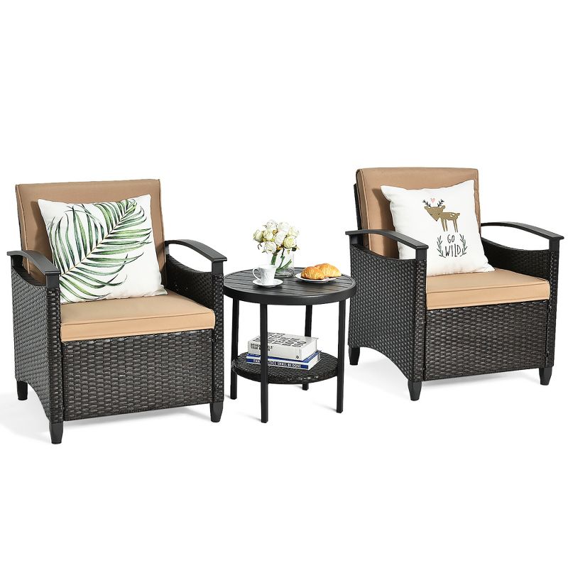 Breckenridge 4pc Seating Set Java Brown Fame Sunbrella Meredian Brick Red Fabric - La-Z-Boy